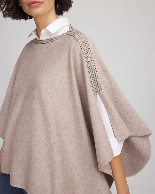 Rhinestone Embellished Poncho - image 4